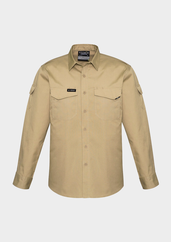 Syzmik Mens Rugged Cooling Long Sleeve Shirt - Khaki
