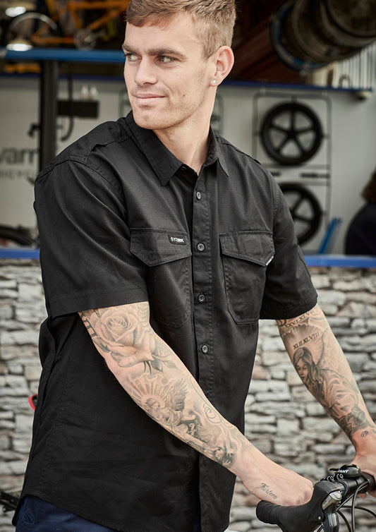 Syzmik Mens Rugged Cooling Short Sleeve Shirt - Navy