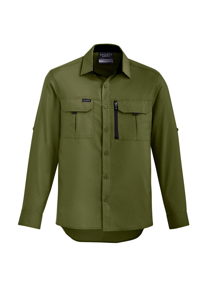 Syzmik Mens Outdoor Long Sleeve Shirt - Army