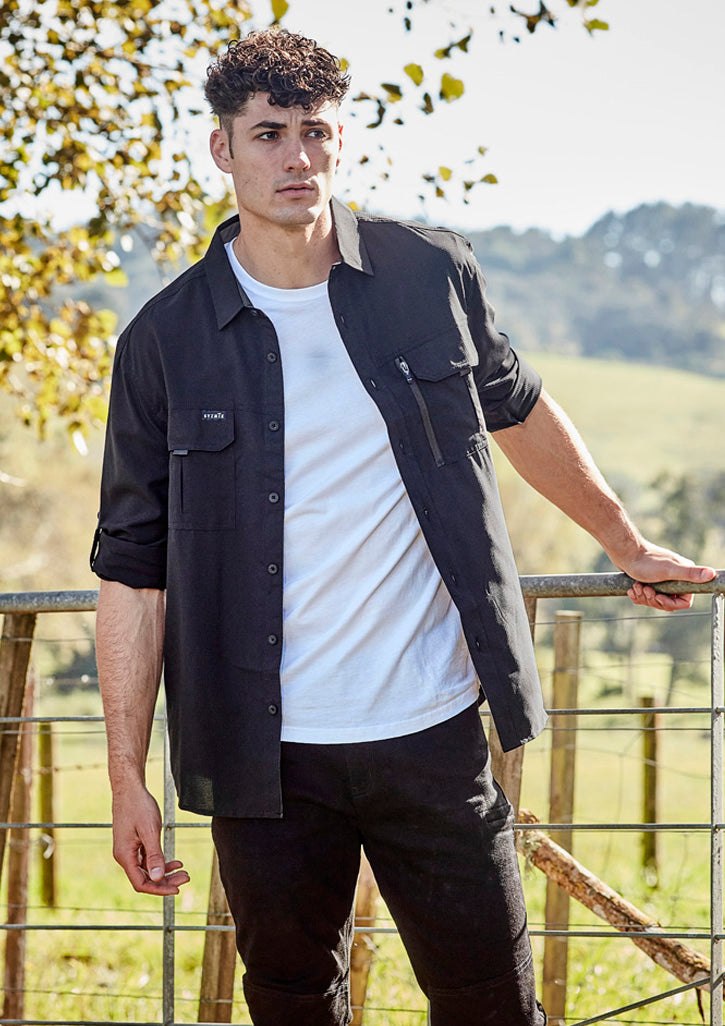 Syzmik Mens Outdoor Long Sleeve Shirt - Green