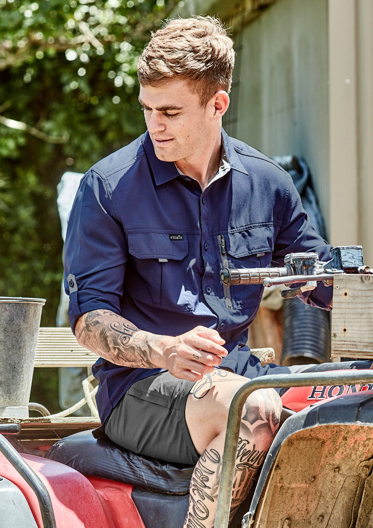 Syzmik Mens Outdoor Long Sleeve Shirt - Navy