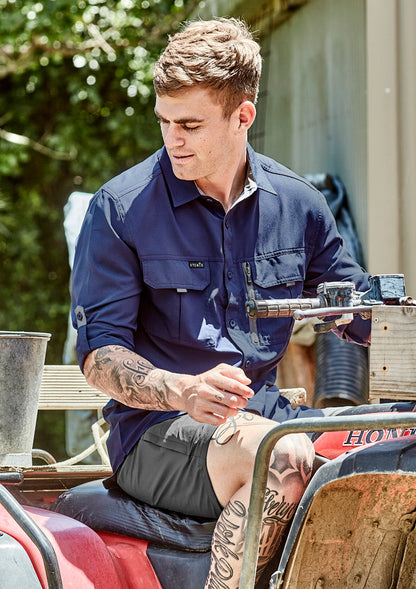Syzmik Mens Outdoor Long Sleeve Shirt - Navy