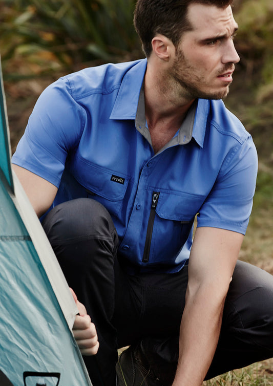 Syzmik Mens Outdoor Short Sleeve Shirt - Blue