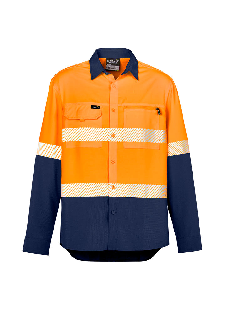 Mens Hi Vis Outdoor Segmented Tape Long Sleeve Shirt ZW470