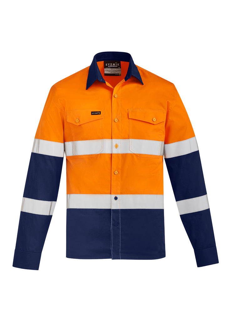 Syzmik Mens Lightweight Bio Motion Long Sleeve Shirt - Yellow/Navy