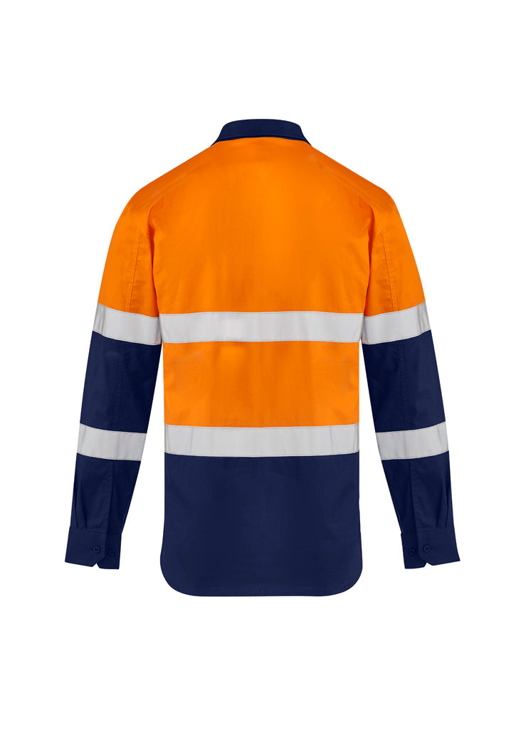Syzmik Mens Lightweight Bio Motion Long Sleeve Shirt - Orange/Navy