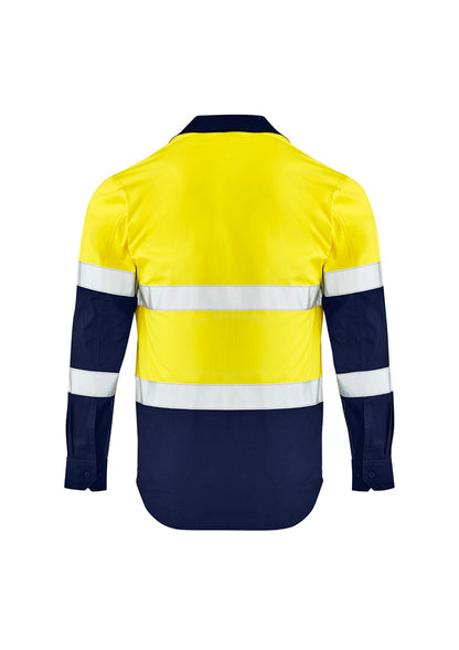 Syzmik Mens Lightweight Bio Motion Long Sleeve Shirt - Yellow/Navy