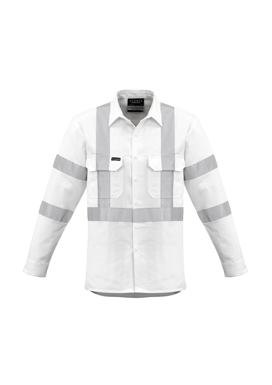 Syzmik Mens Bio Motion X Back Taped Long Sleeve Shirt - White