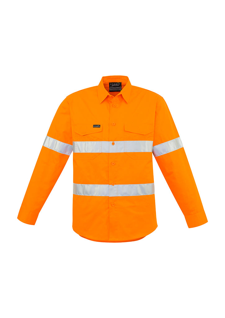 Syzmik Mens Hi Vis Hoop Taped Long Sleeve Shirt - Orange