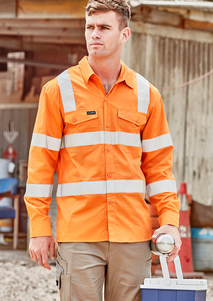Syzmik Mens Bio Motion VIC Rail Long Sleeve Shirt - Vic Rail Orange