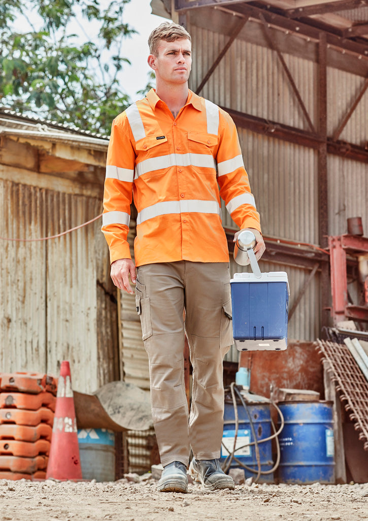 Syzmik Mens Bio Motion VIC Rail Long Sleeve Shirt - Vic Rail Orange