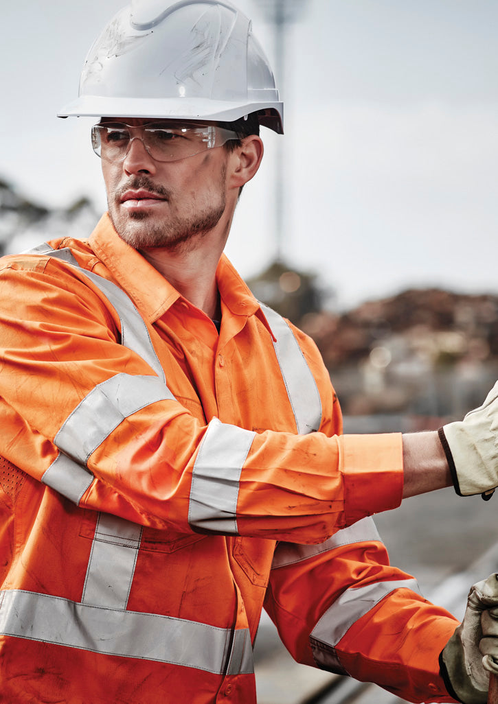 Mens Hi Vis X Back Taped Long Sleeve Shirt ZW690