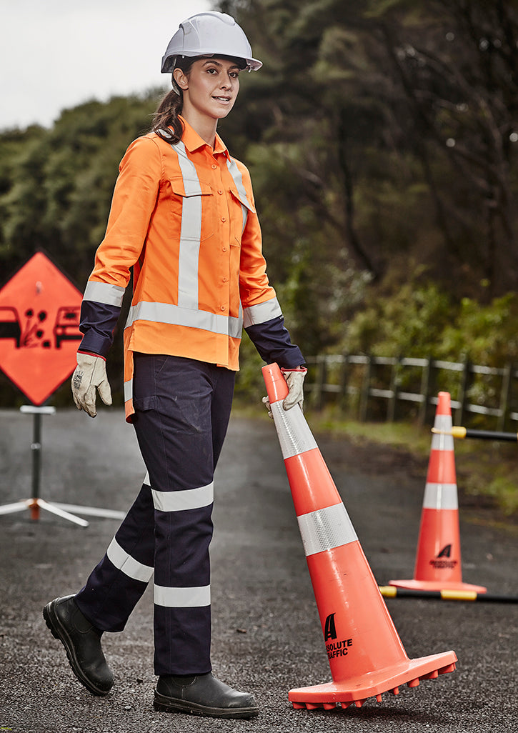 Syzmik Womens TTMC-W23 Drill Work Shirt - Orange/Navy