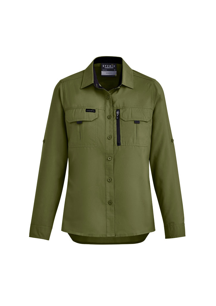Syzmik Womens Outdoor Long Sleeve Shirt - Army