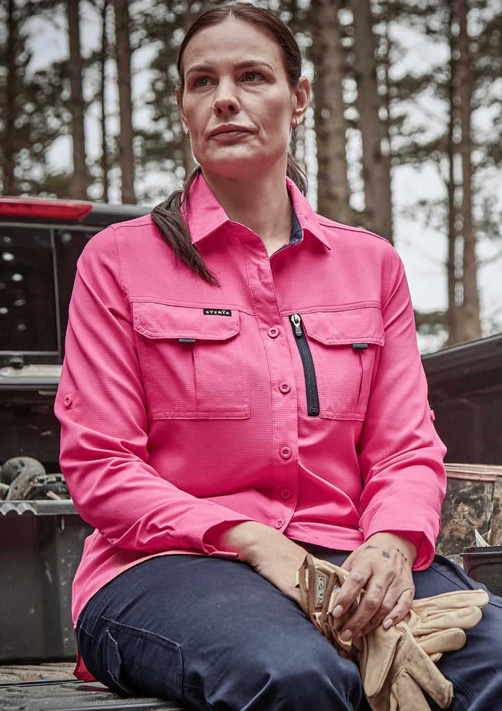 Syzmik Womens Outdoor Long Sleeve Shirt - Pink
