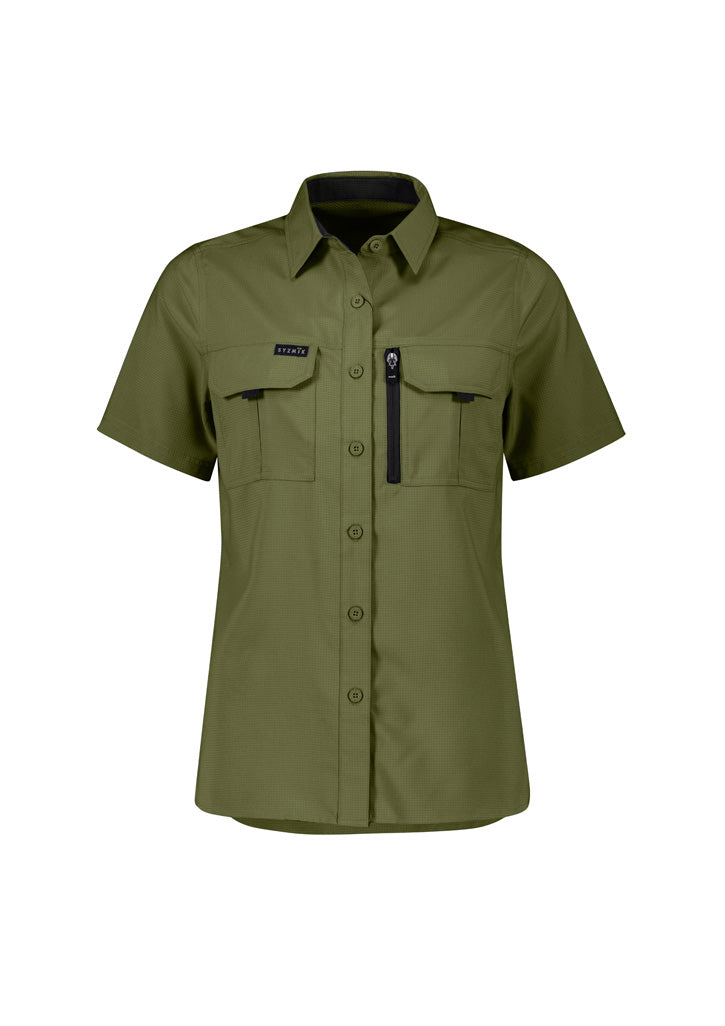 Syzmik Womens Outdoor Short Sleeve Shirt - Army