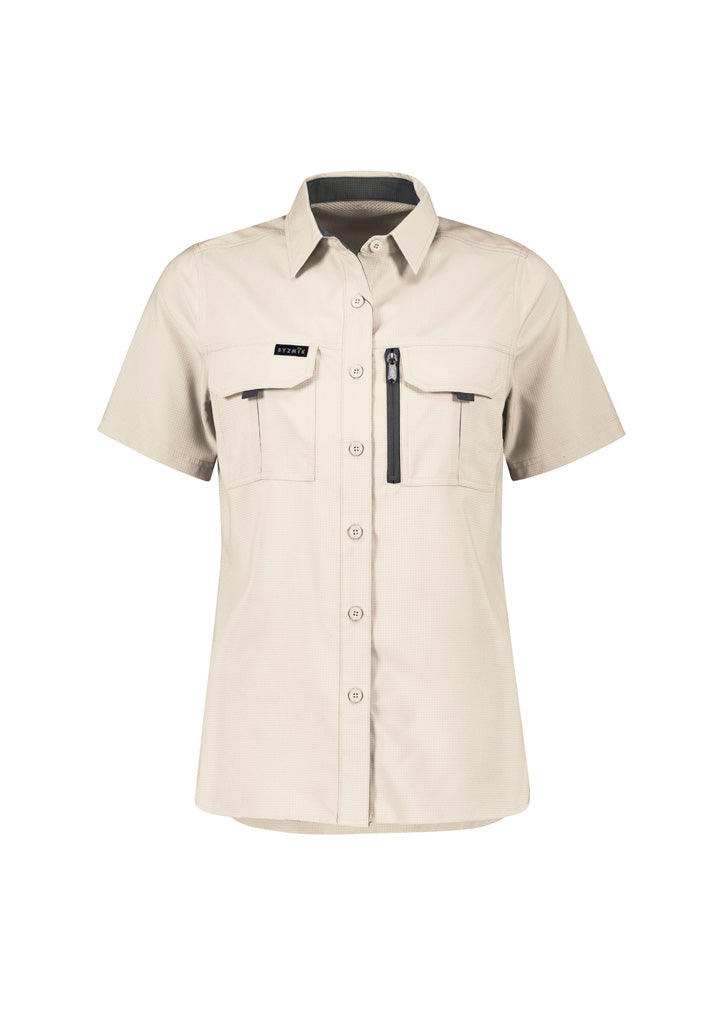 Syzmik Womens Outdoor Short Sleeve Shirt - Sand
