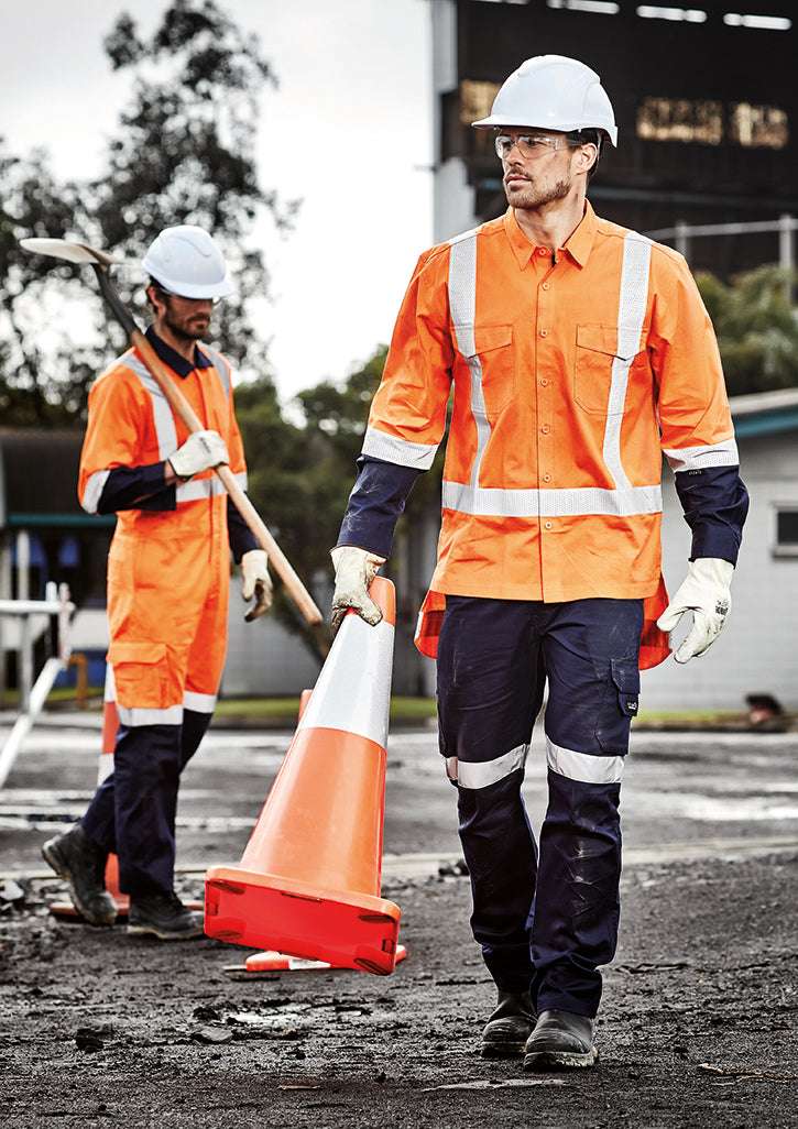 Syzmik Mens TTMC-W23 Rugged Cooling Work Shirt - Orange/Navy
