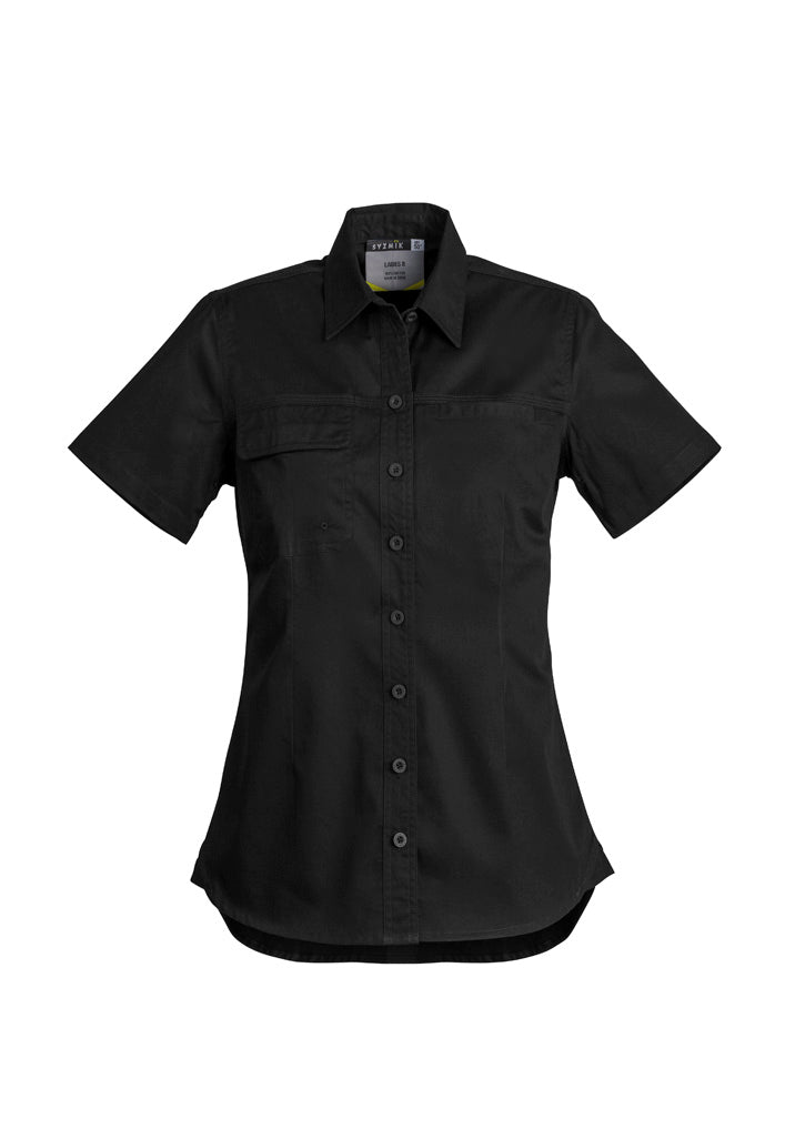 Syzmik Womens Lightweight Tradie Short Sleeve Shirt - Black