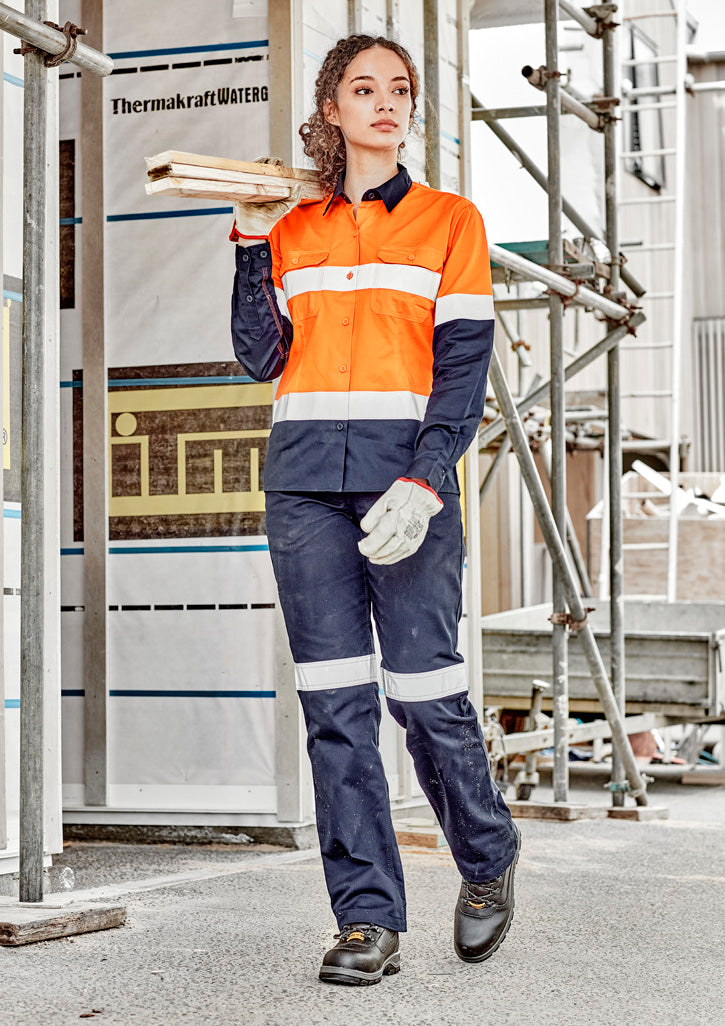 Womens Industrial Long Sleeve Shirt - Hoop Taped ZWL123