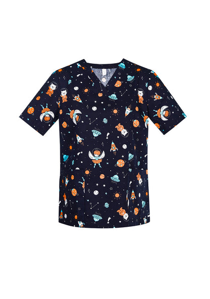 Womens Printed Space Party Scrub Top CST148LS