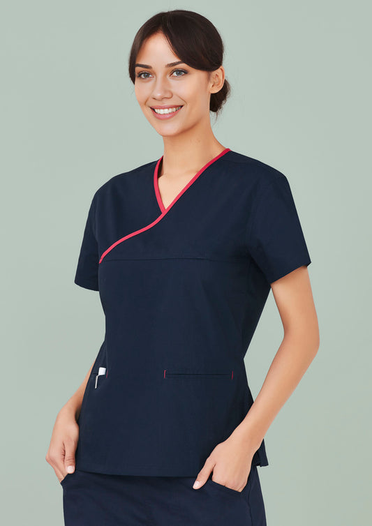 Women Contrast Scrub Top H10722