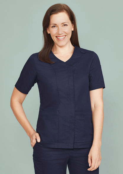 Womens Zip Up Front Crossover Scrub Top