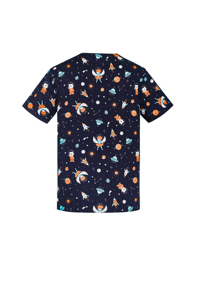 Mens Printed Space Party Scrub Top CST148MS